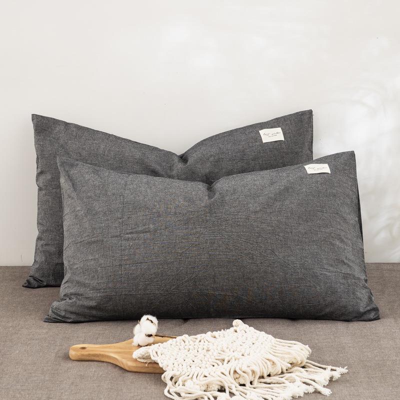Set di Federe 100% Cotone Puro Lavato per Dormitorio - Confezione da Due Federe, Adatto per Cuscini Singoli o Doppi.
