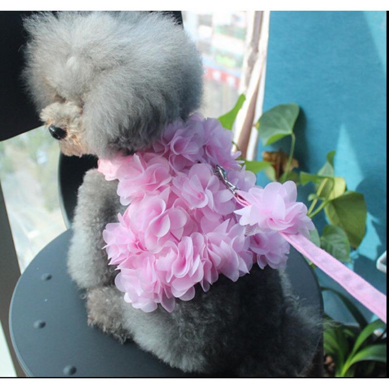 Flower cat leash dog cat pet chest strap walking dog spring summer breathable dog supplies vest outdoor