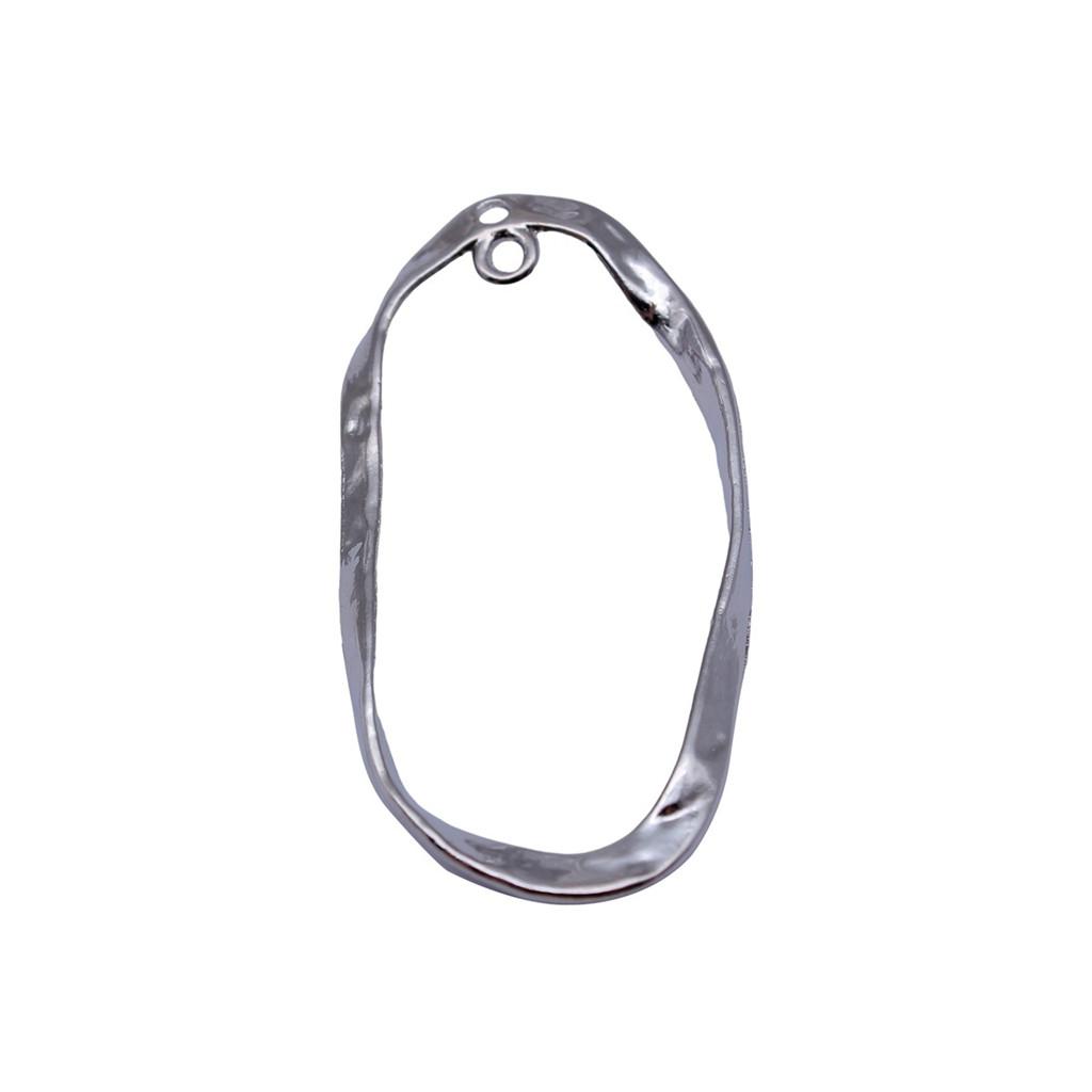 Irregular Oval Frame Connectors Moon Hammered Texture Links For Earring Making