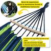 Double Hammock De Gardina 260×150 Cm GALAXIA® Blue Green Wooden Bar Cotton Double Hammock