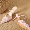 Mode Mode Spitze Blumen Mesh Damen Pumps Elegant Spitz Zehenbereich Slingbacks Stiletto Hohe Absätze Pantoletten Sommer Weiblich Party Kleidschuhe