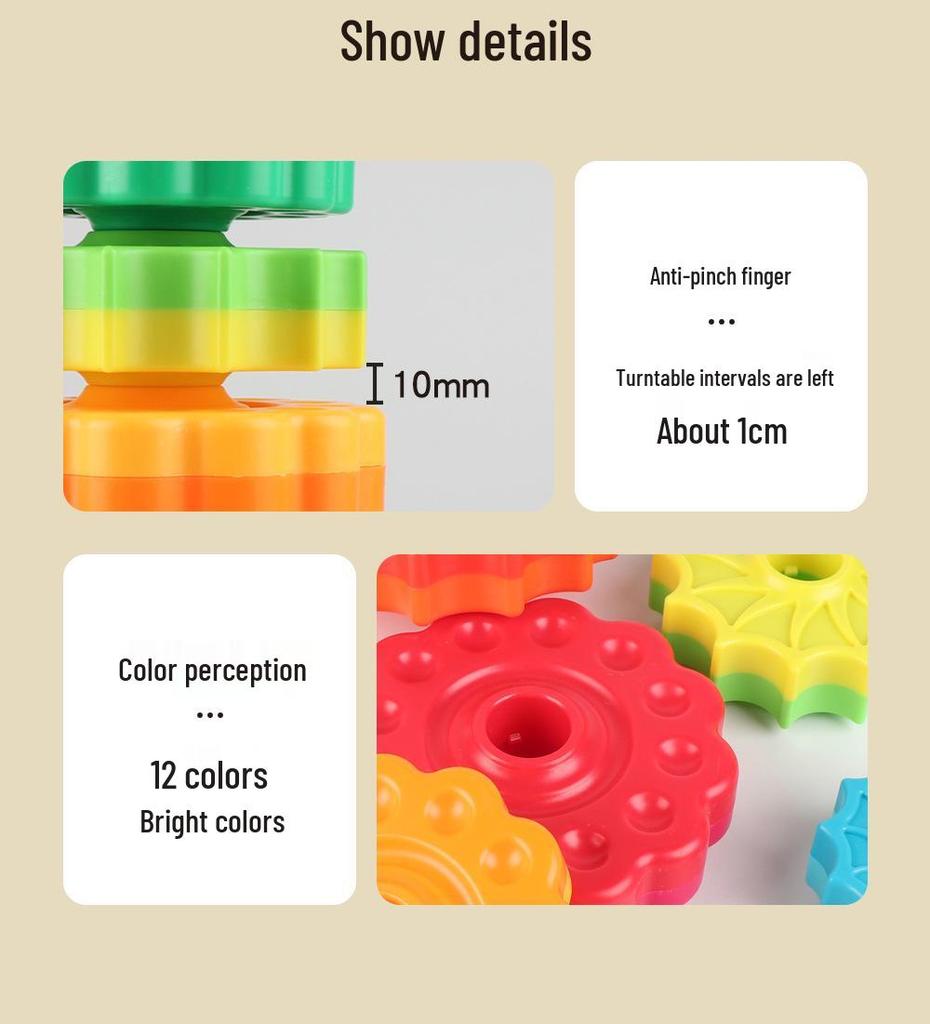 Cross-Border Rainbow Rotating Stacking Tower: Infant Cognitive Enlightenment & Geometric Education Toy
