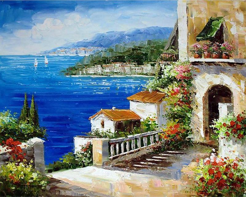 5D DIY Diamond Painting New Landscape Spring Rural House Diamond Embroidery Cross Stitch Flower Branches Dog Animal Rhinestones Mosaic Home Decor