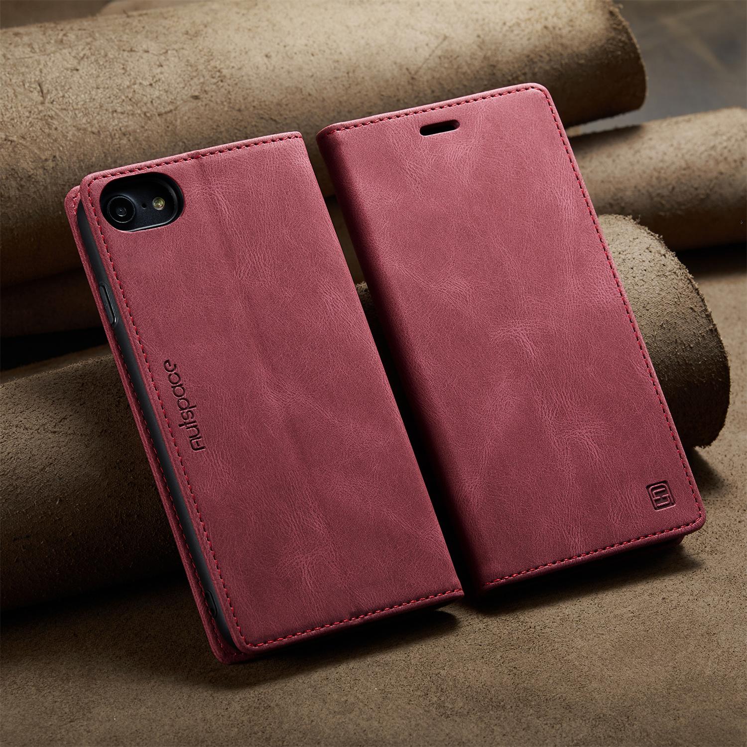 

Винтажный матовый чехол-книжка для iPhone 7/8/SE 2020/SE 2022 | Блокировка RFID + Слот для карты | 4 цвета iPhone SE 2020 красный