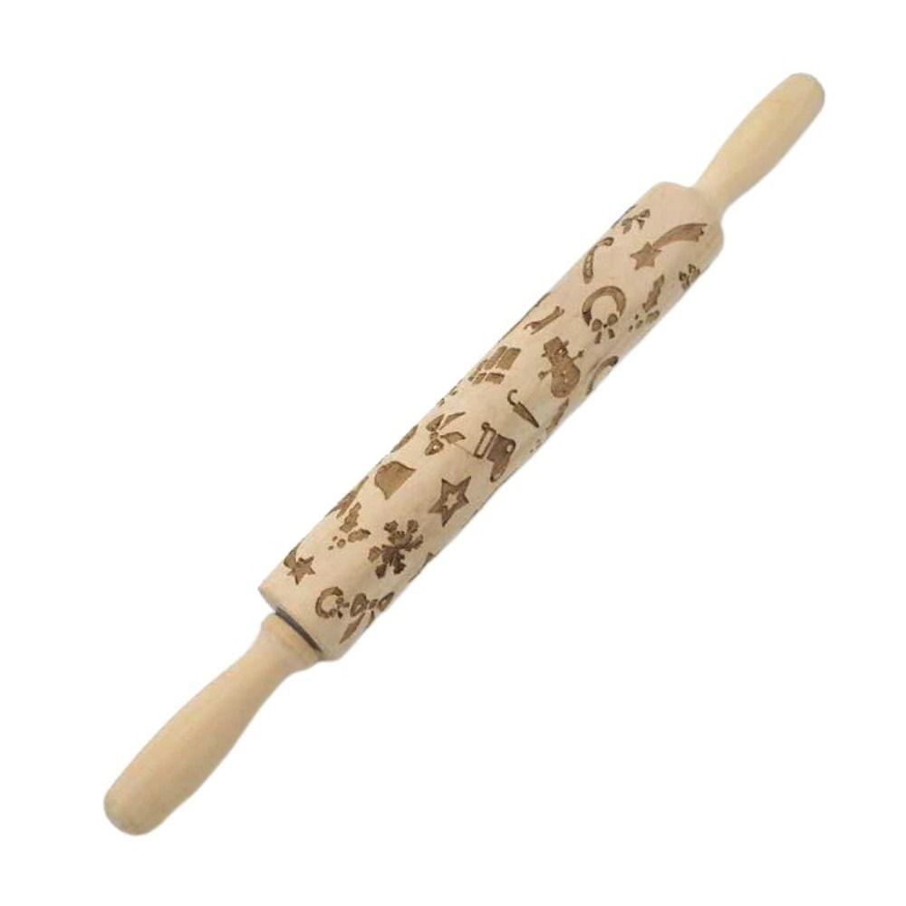 Christmas Style Pattern Embossing Rolling Pin Laser Engraved Printing Rolling Pin  Cookies