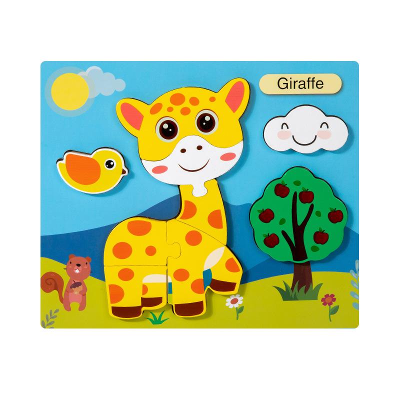 Kognitive 3D dreidimensionale Puzzle-Spielzeuge für Kinder 0-3 Jahre, frühpädagogische Lernpuzzle aus Holz