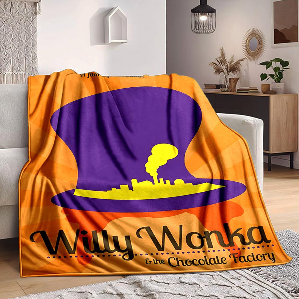 1 Stück Willy Wonka, Schokoladenfabrik Decke Leichte Flanell-Kuscheldecke für Sofa, Bett, Reise, Camping, Wohnzimmer, Büro, Couch, Stuhl und Bett