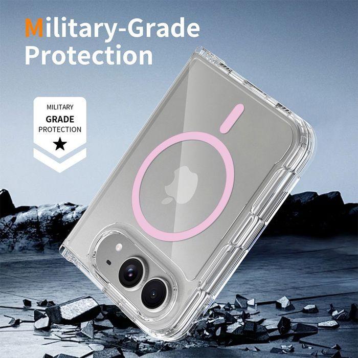 Case for iPhone Duo, Transparent Protection with Pink Magnetic Circle