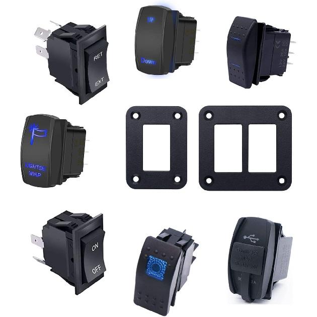 Weideer 1 Way Rocker Switch Panel Housing Black Anodized Aluminium Switch Shell Bracket with Screw for Car Boat Trailer K-M075-1K-LS