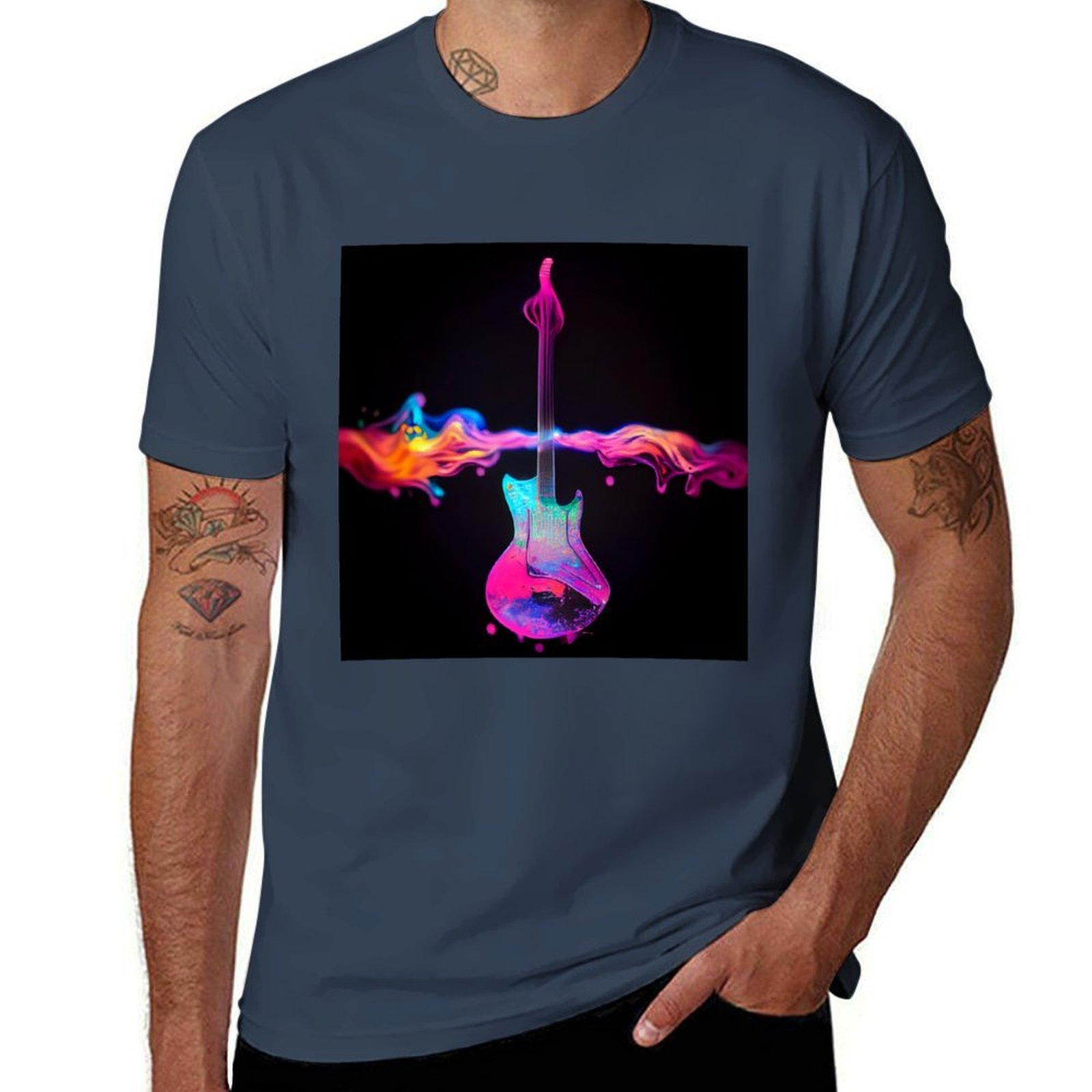Радиоактивная Гитара на Цветах Футболка Повседневная Модная Печать Футболка Топ S