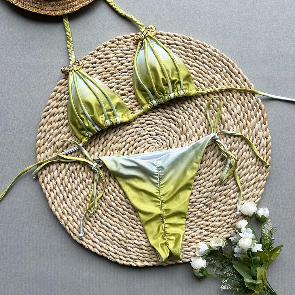 2026 New Bikini Sexy Tie Dye Split swimwear for woman Swimwear Women