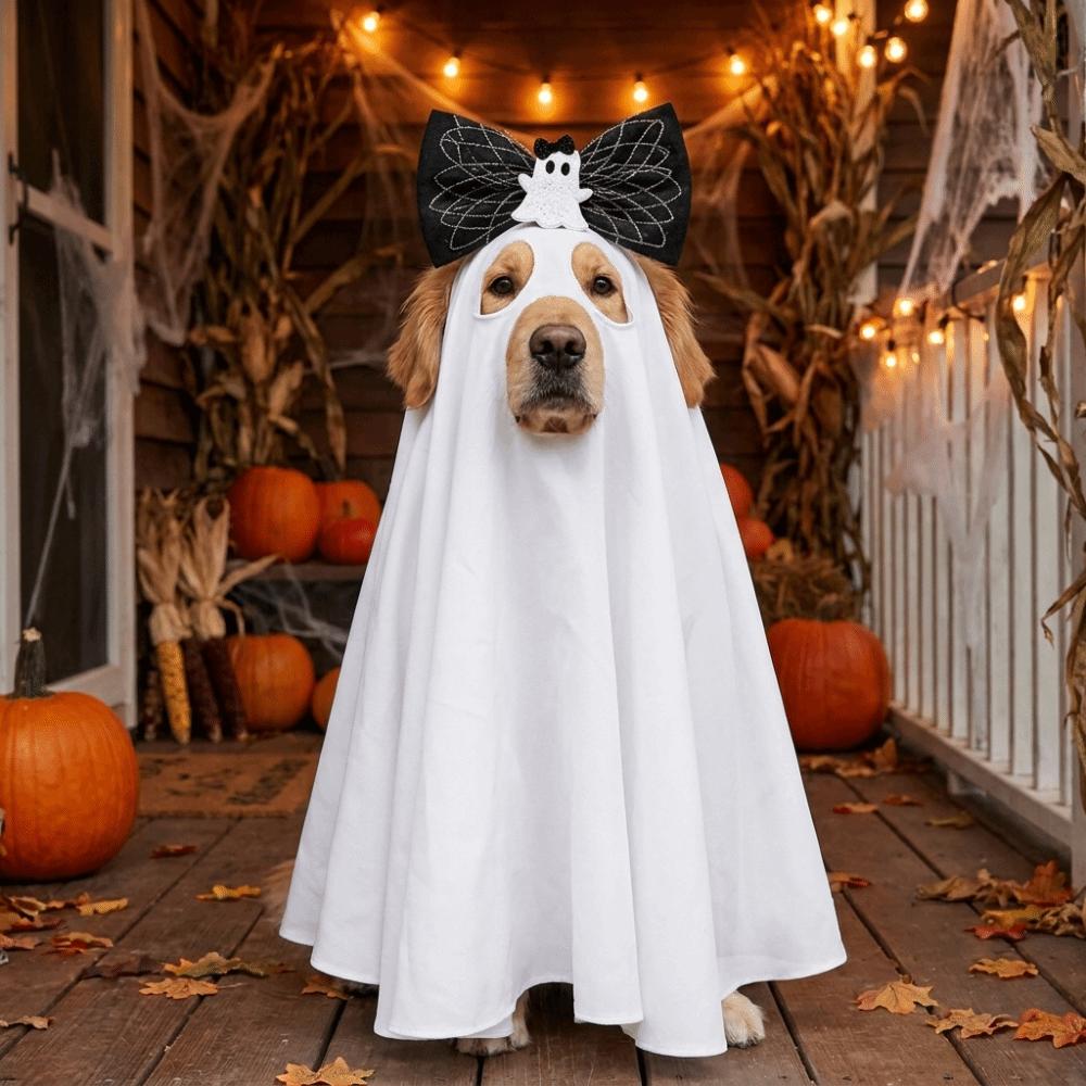 Breathable Dog Ghost Cape Halloween Theme Pet Cosplay Clothes  for Cats and Dogs