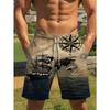 Badehose für Herren, Retro-Nautik-Design, verstellbarer Kordelzugbund, atmungsaktiv, perfekt für Sommerurlaube und zum Entspannen am Pool