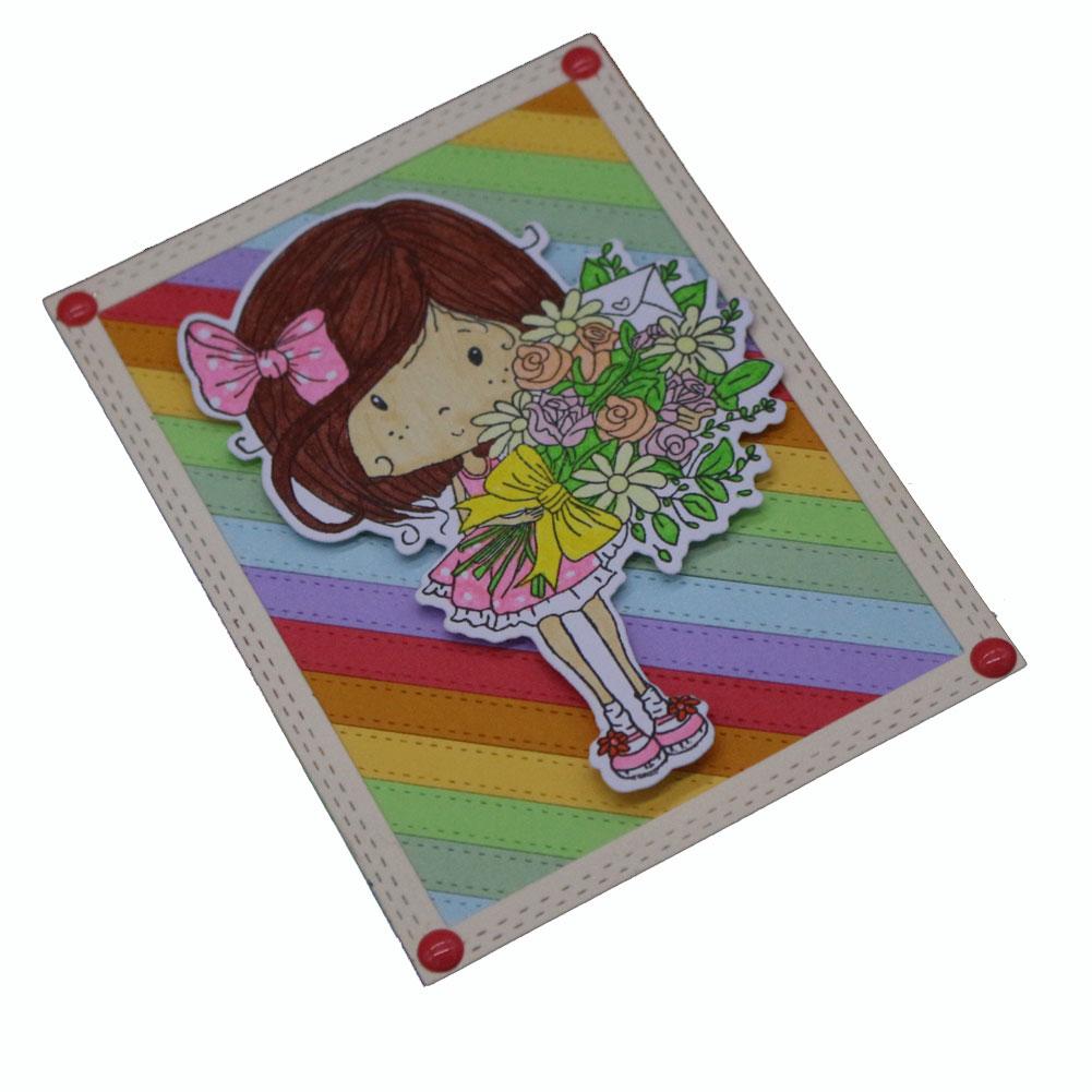 Borda de Buquê de Menina Estêncil Metálico Prateado Corte e Relevo Morre Para Scrapbooking DIY Álbum de Papel Cartões Fabricação