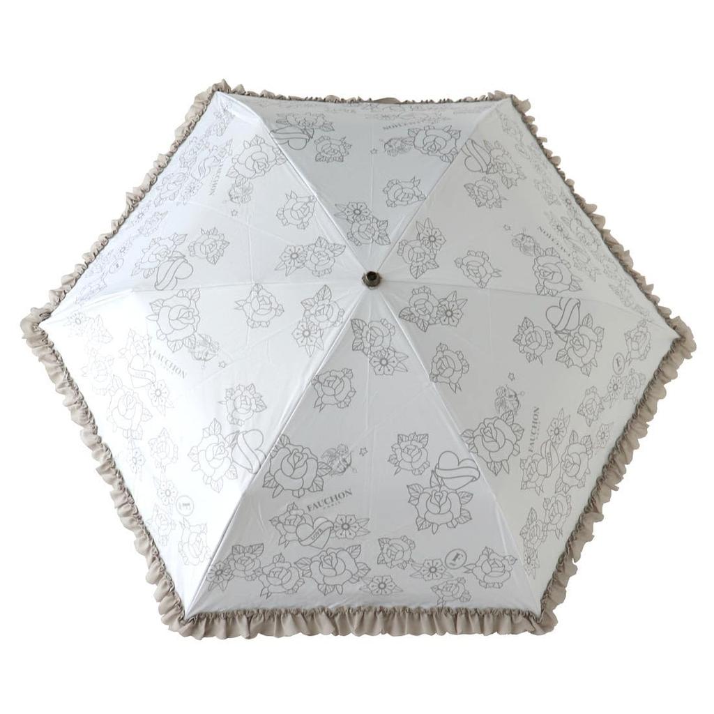 FAUCHON Folding Parasol Monotone Ange White (with Pouch) 001266-0001-01