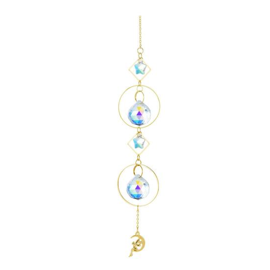 Faux Crystal Suncatcher, Colorful Prisms Window Hanging Sun Catcher, Moon Sun Rainbow Maker Chain Pendant for Garden Home Decor