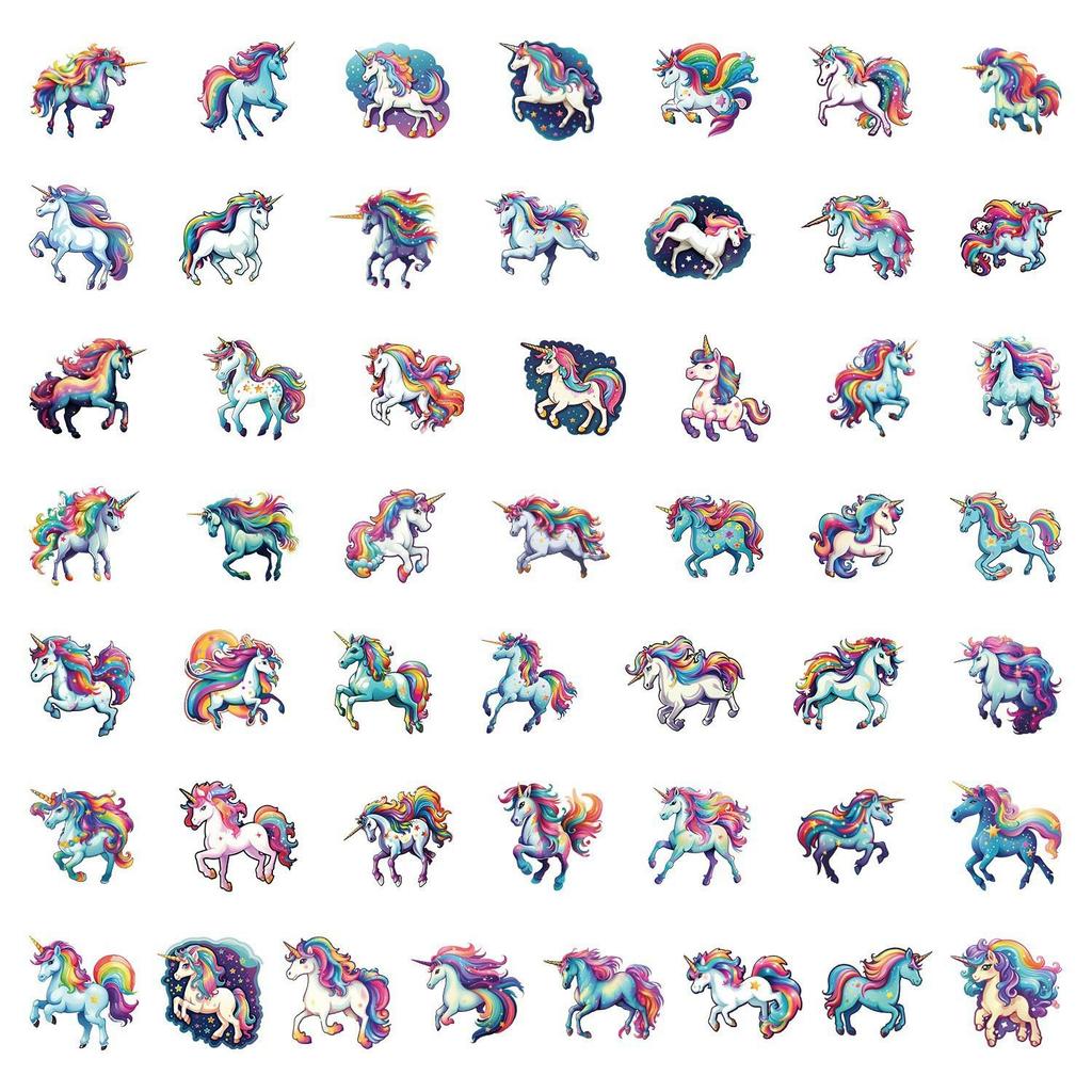 50 Unicorn Graffiti Waterproof Stickers for Suitcases, Cars, Notebooks, Skateboards, and Phones