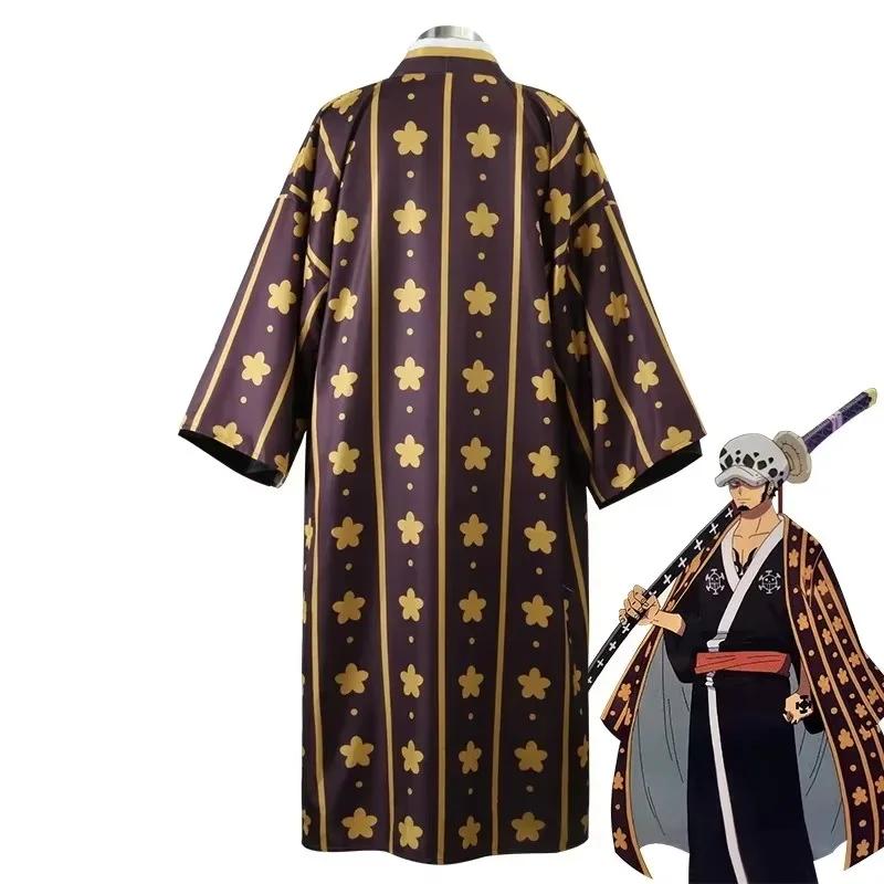 Trafalgar Law Cosplay Kostüm Anime Figuren Trafalgar Law Hut Kimono Uniform Komplettes Set Für Halloween Karneval Party Mann Frau