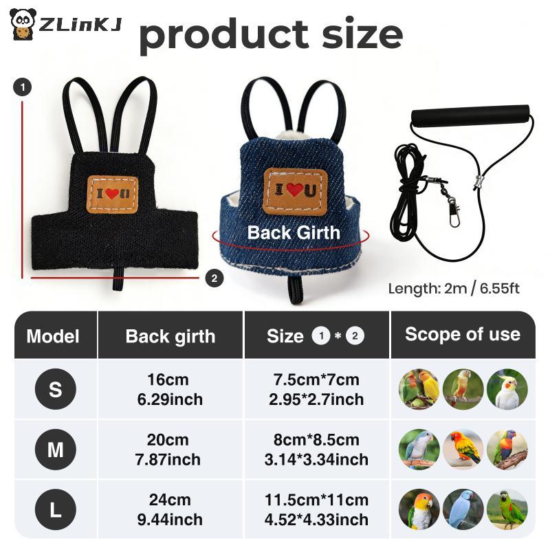 Parrot Flying Harness Vest Adjustable Training Rope for Bird Comfort and Safety During Outdoor Travel