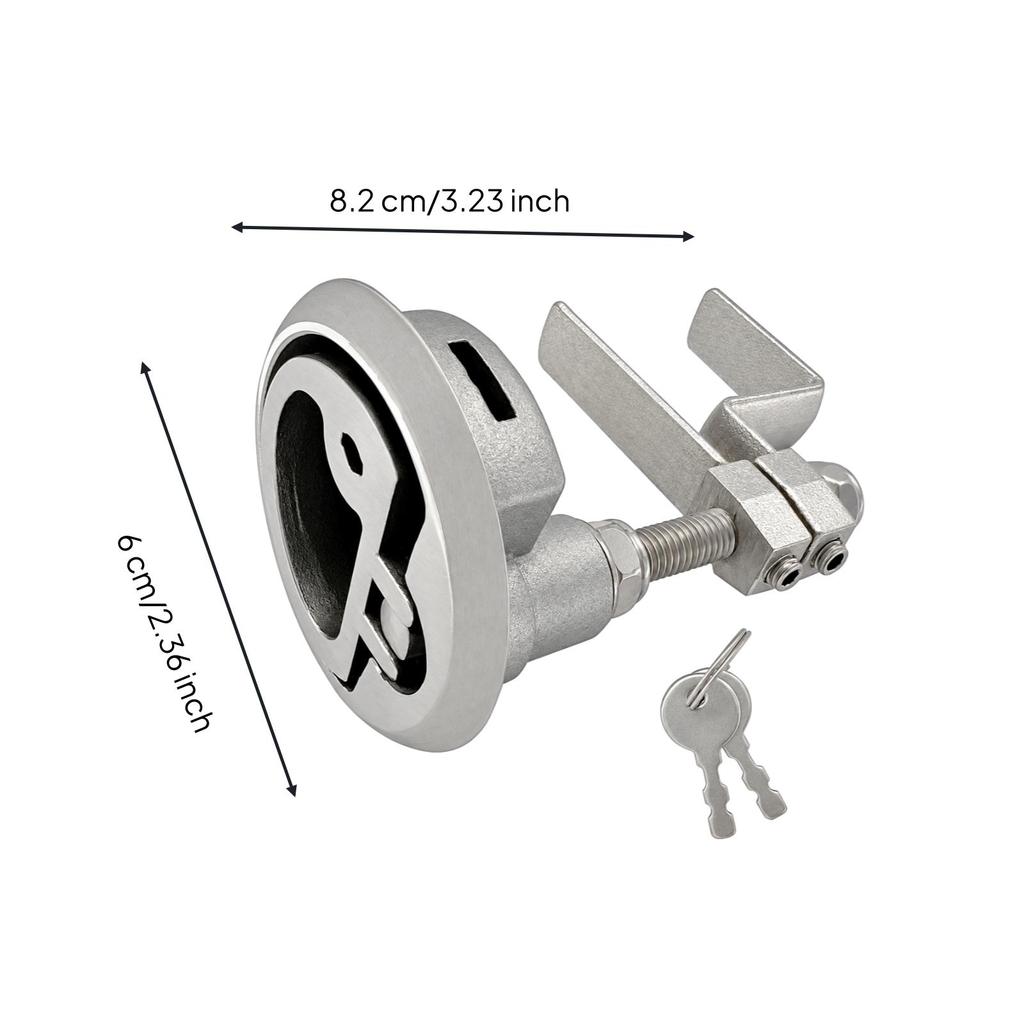 KeyOperated Deck Latch with Builtin Handle Resistant Round Faceplate Boat Lock Keys Keyed