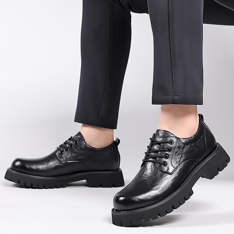 Large Toe Shoes for Men's Work Attire Lace Up Commuting Formal Shoes Men's Genuine Leather Casual Shoes Free Delivery