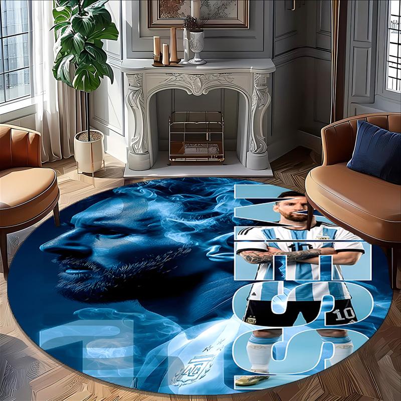 1pc M-Messi4 Carpet, Round Rug, Comfortable, Suitable for Entryways, Living Rooms, Office, And Bedrooms, Christmas Decoration