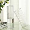 Modern Transparent Flower Vase Striped Style Decorative Bottles  Restaurant Centerpiece