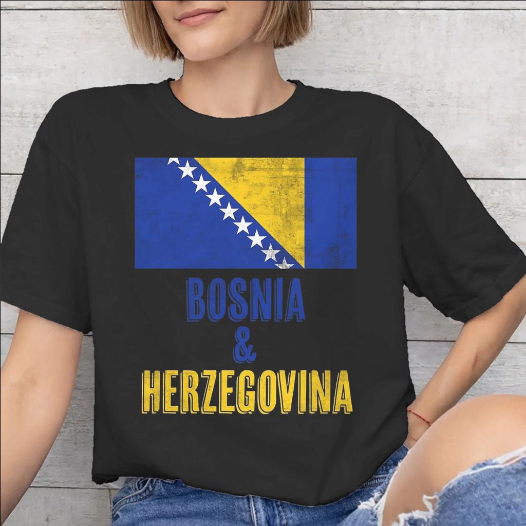 Bosnia and Herzegovina Flag Merch Unisex T Shirts Cotton Tee Graphic Print Tshirt Clothing