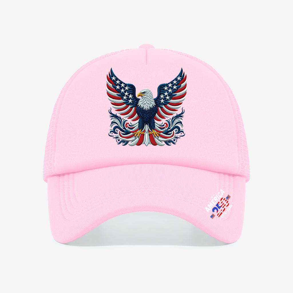 1PC Ornate 250th America Trucker Hat, Symmetric Eagle Print, Streetwear Cap for Patriotic Fans