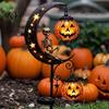 Decorative Stakes for Flower Beds Solar Halloween White Ghost Pumpkin Moon Garden Stake Light, Waterproof LED Glowing Landscape Lights Yard