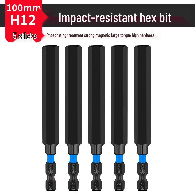 Extended S2 Air Pneumatic Screwdriver Hex Bit Set - Strong Magnetic, Super Hard, Non-slip