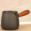 600ml Cast Iron Teapot Boiling Tea Household Warm Wine Jar Heating Milk Pot with Wooden Side Handle for Camping Travel