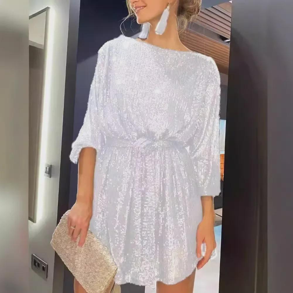"Vestido de Lentejuelas Brillantes para Fiesta de Vacaciones Europea y Americana 2025"