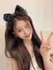 Lystrfac Black Mesh Fairy Bow 3D Headband Princess Women Girls Simple Hair Hoop Hairband Ladies Headwear Hair Accessories