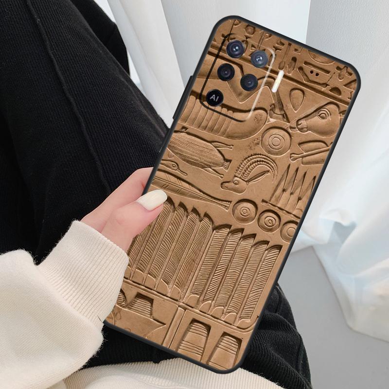 Egyptian Hieroglyphics Symbols Case For Oppo A96 A76 A16 A60 A98 A58 A78 A18 A38 A80 A40 A77 A57 A17 A74 A54 A94 A15 A5 Pro