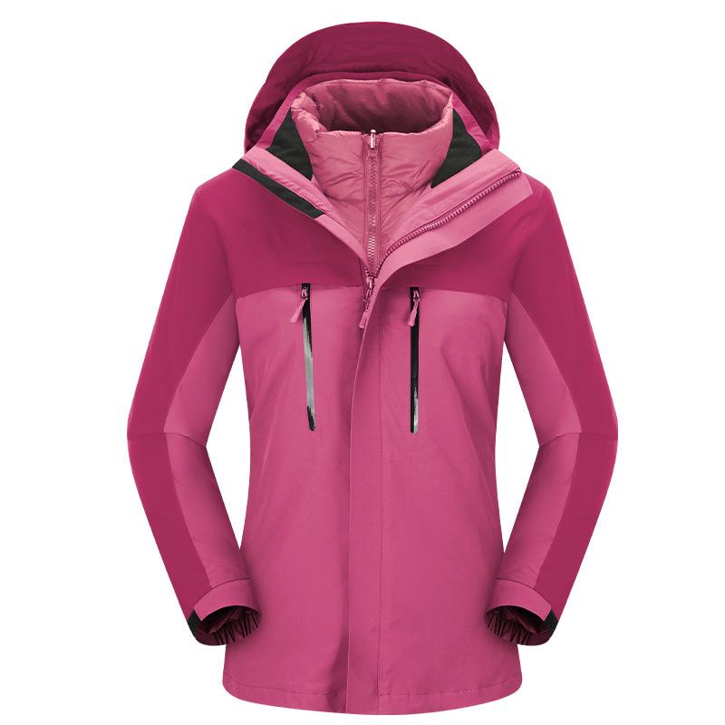 Women's Water-Repellent 3-in-1 Detachable Down Hooded Jacket - Autumn/Winter Mountaineering Top.