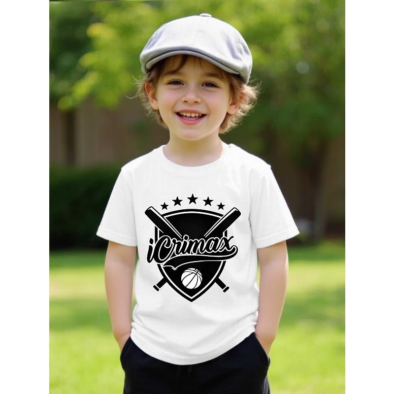 Boys Crew Neck Short Sleeve T-Shirt with Icrimax Letter Print 110