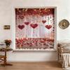 Valentine Day Decorative Curtain Heart Rose Flower Holiday Decoration Design Lightweight Breathable Semi Transparent Polyester Material Suitable