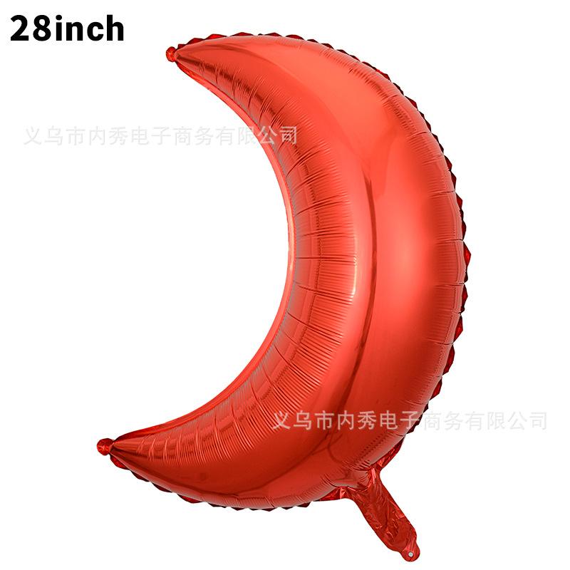 28-Inch Moon Balloon Modeling Birthday Party Arrangement Decorative Atmosphere Balloon Skinny Silver Moon Aluminum Film Balloon
