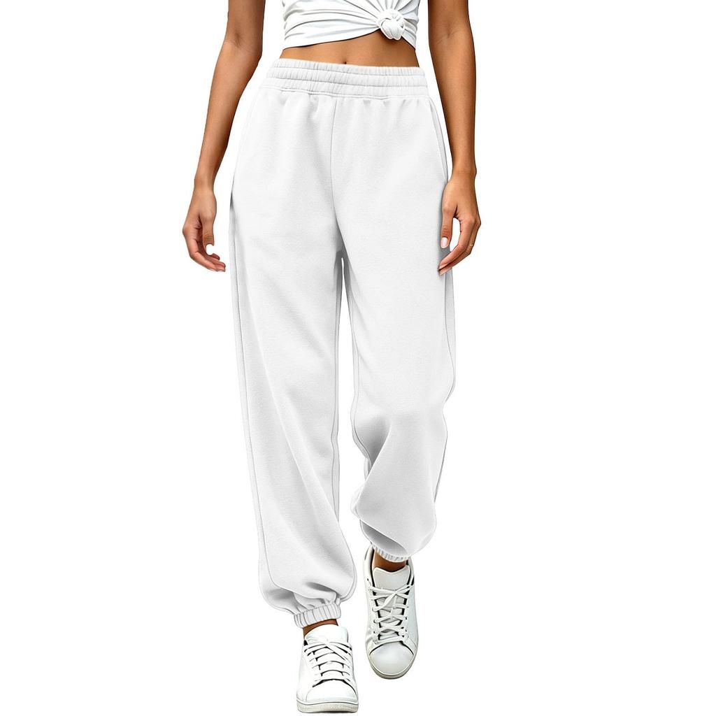 Pantaloni della tuta da donna a vestibilità larga con tasche e elastico in vita per abbigliamento casual