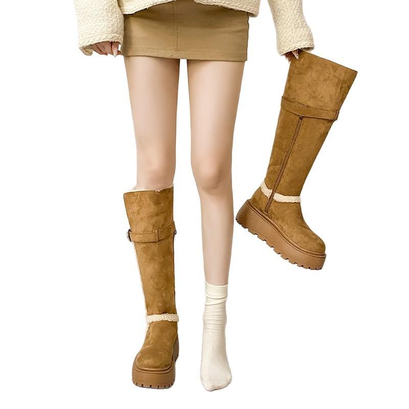 Versatile but knee snow boots 2025 winter new velvet women's boots two wear thick-soled warm high boots