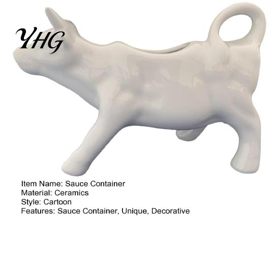 Kitchen Dining Accessory Puking Cat Ceramic Sauce Container, Novelty Glazed Serving Condiment Server Decorative Fun Kitty Pitcher for Salad Dressings