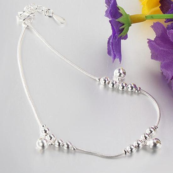 Women Fashion 3Pcs Bells 12 Beads Luxury Chain Ankle Bracelet Beach Anklet