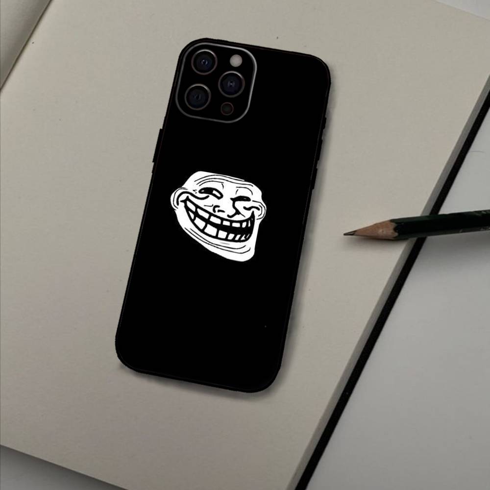 Emoticons T-Trollface Phone Case For iPhone 17 16 15 14 13 12 Max Plus Silicone Black Cover iPhone15