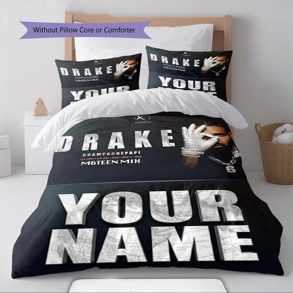 Name Custom Drake Pattern Bedding Set Quilt Cover Pillowcase Home Decor Gift (1 * duvet cover + 2 * pillowcase, without core)
