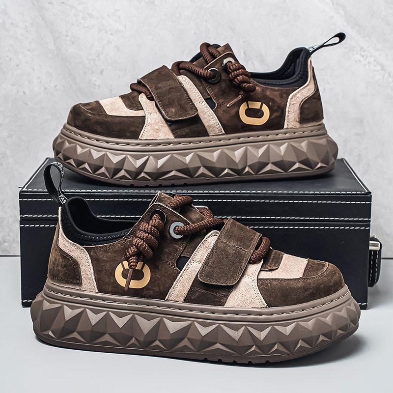 Men's shoes autumn and winter new casual sports versatile platform wear-resistant board shoes men's high sense Velcro ugly cute shoes