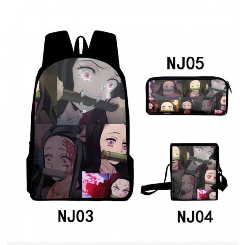 Demon Slayer Kimetsu No Yaiba Backpack Set With Breathable Polyester For School And Travel