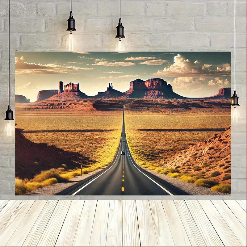 2D plane 1 piece of desert road scenery featuring canyons and road design suitable for living room bedroom and office