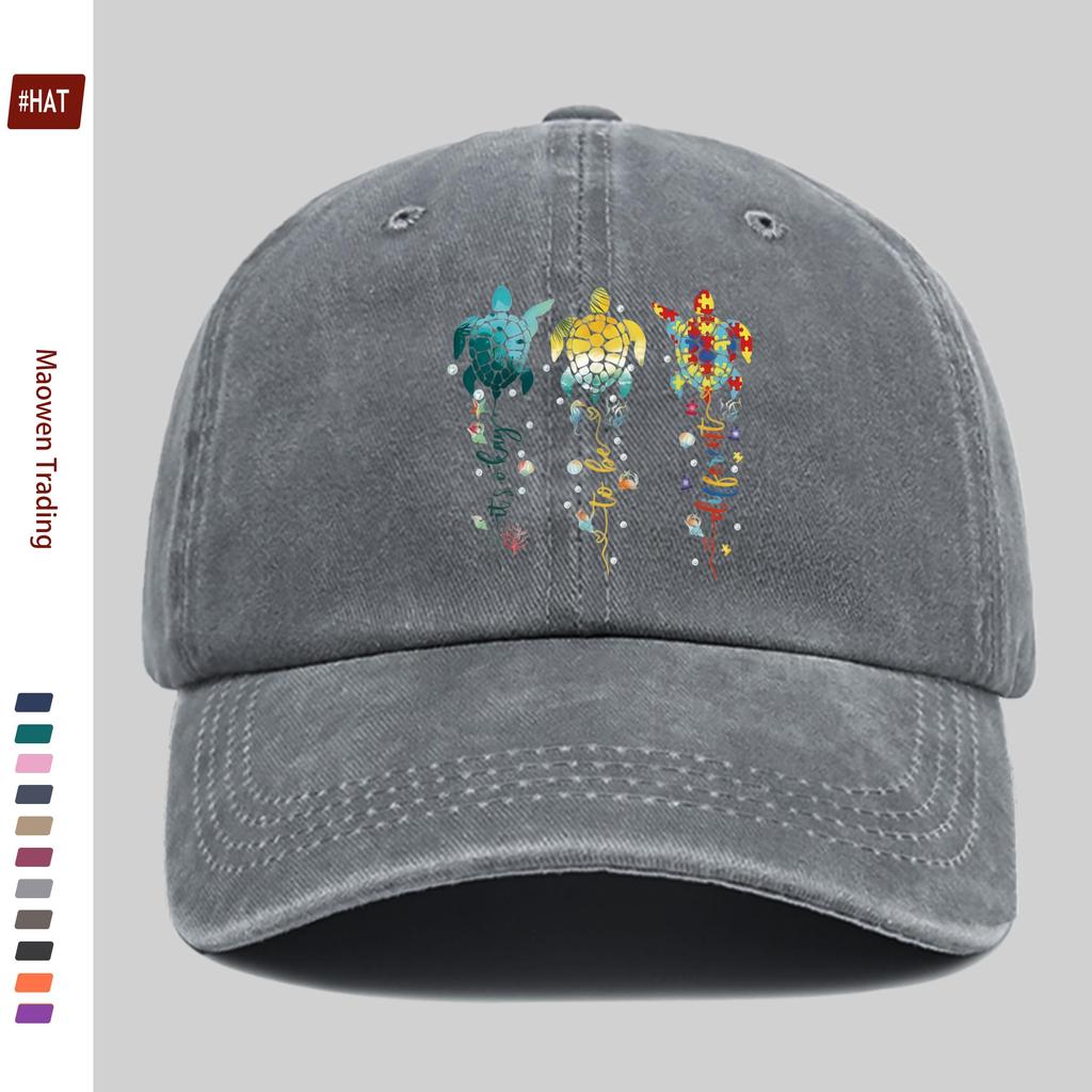 pc Casual Multicolor Turtle Print Baseball Cap Marine Animal Printed Trucker Sun Hat Comfortable Lightweight Papa Hat Dad Mo