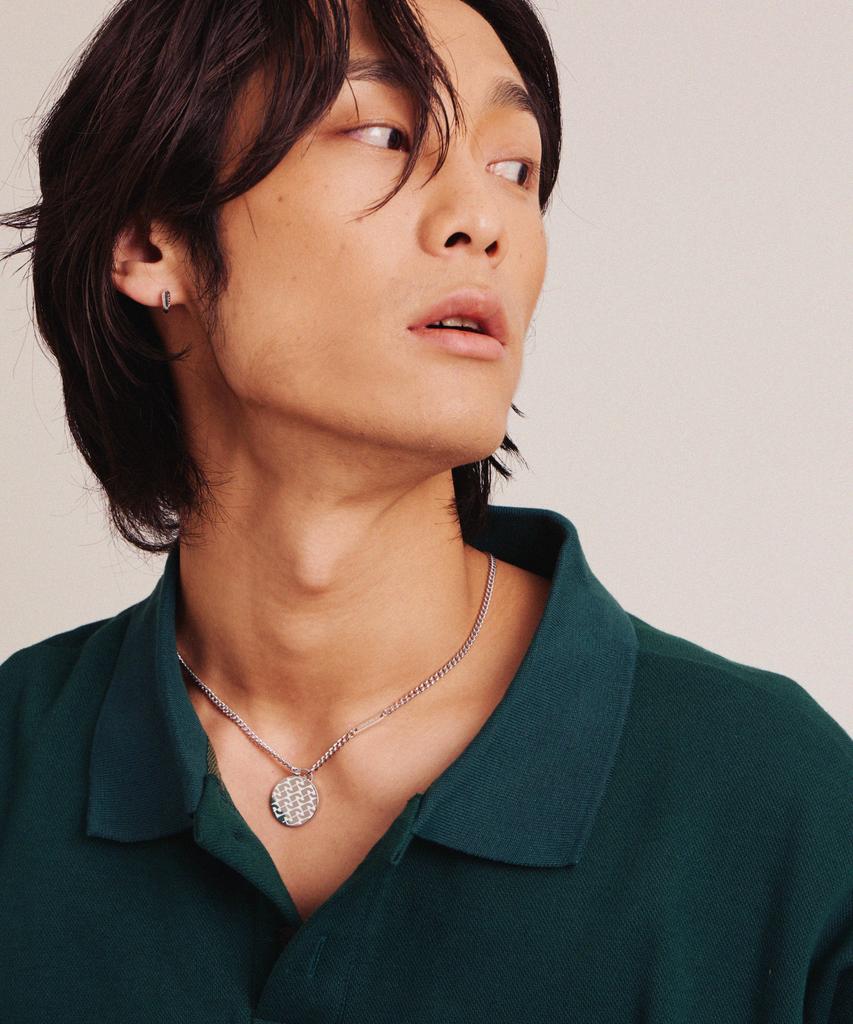 Valik [925 Silver] No.20 Signature Green Pattern Coin Necklace [L]